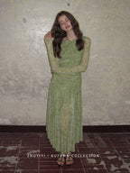 Olive Textured Long Dress