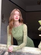 Olive Textured Long Dress