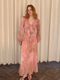Blush Rose Tie-Front Chiffon Dress