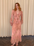 Blush Rose Tie-Front Chiffon Dress