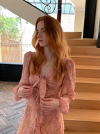 Blush Rose Tie-Front Chiffon Dress