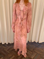 Blush Rose Tie-Front Chiffon Dress