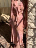 Blush Rose Tie-Front Chiffon Dress