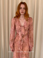 Blush Rose Tie-Front Chiffon Dress