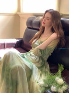 Watercolor Meadow Green Dress