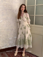 Botanical Whisper Embroidered Chiffon Dress