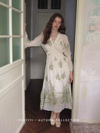Botanical Whisper Embroidered Chiffon Dress
