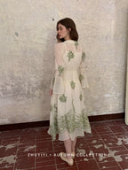 Botanical Whisper Embroidered Chiffon Dress
