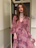 Dusty Mauve Ribbon Chiffon Dress