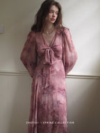 Dusty Mauve Ribbon Chiffon Dress