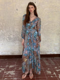 Botanical Vintage Floral Chiffon Dress
