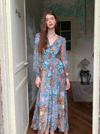 Botanical Vintage Floral Chiffon Dress