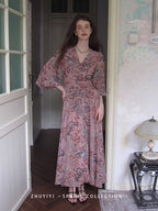 Botanical Vintage Floral Chiffon Dress