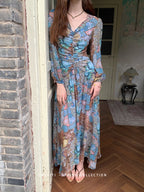 Botanical Vintage Floral Chiffon Dress