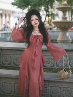 Rose Ruffle Vintage Dusty Pink Dress