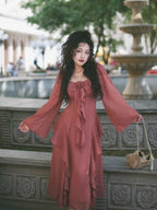 Rose Ruffle Vintage Dusty Pink Dress
