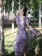 Twilight Garden Sheer Floral Ruffle Dress