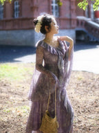 Twilight Garden Sheer Floral Ruffle Dress