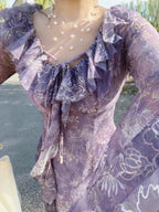 Twilight Garden Sheer Floral Ruffle Dress