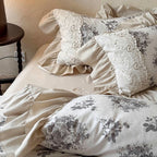 Vintage Grey Rose Lace Bedding Set