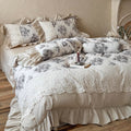 Vintage Grey Rose Lace Bedding Set