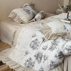 Vintage Grey Rose Lace Bedding Set