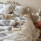 Vintage Grey Rose Lace Bedding Set