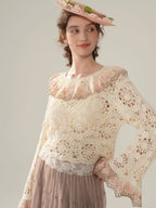 Rose Embroidered Lace Cotton Blouse