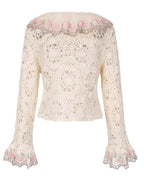 Rose Embroidered Lace Cotton Blouse