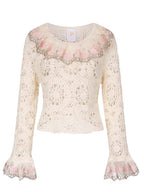Rose Embroidered Lace Cotton Blouse