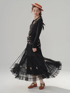 Ribbon Bloom Tulle Long Skirt