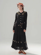 Ribbon Bloom Tulle Long Skirt