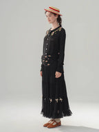 Ribbon Bloom Tulle Long Skirt