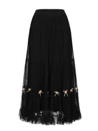 Ribbon Bloom Tulle Long Skirt