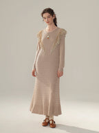 Vintage Lace Collar Knit Long Dress