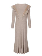 Vintage Lace Collar Knit Long Dress