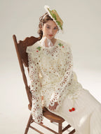 Floral Cutwork Lace Embroidered Collar Blouse