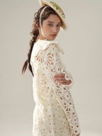 Floral Cutwork Lace Embroidered Collar Blouse