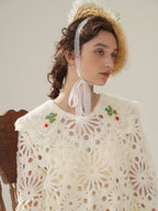 Floral Cutwork Lace Embroidered Collar Blouse