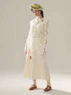 Floral Cutwork Lace Embroidered Collar Blouse