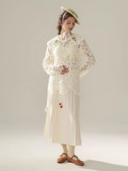 Floral Cutwork Lace Embroidered Collar Blouse