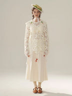 Floral Cutwork Lace Embroidered Collar Blouse