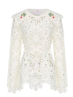 Floral Cutwork Lace Embroidered Collar Blouse