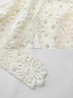 Floral Cutwork Lace Embroidered Collar Blouse