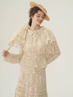 Vintage Lace Collar Crochet Blouse