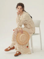 Vintage Lace Collar Crochet Blouse