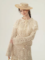 Vintage Lace Collar Crochet Blouse