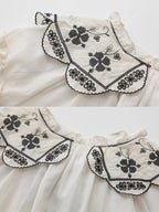Embroidered Vintage Collar Cotton Blouse