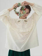 Forest Berry Lace Collar Blouse