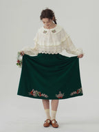 Forest Berry Lace Collar Blouse